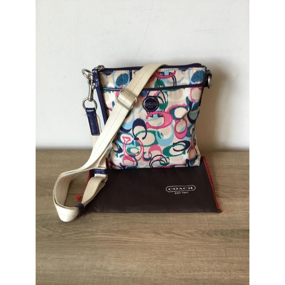 Coach Multicolor Signature Sateen Print Crossbody Bag w/Dustbag & COA